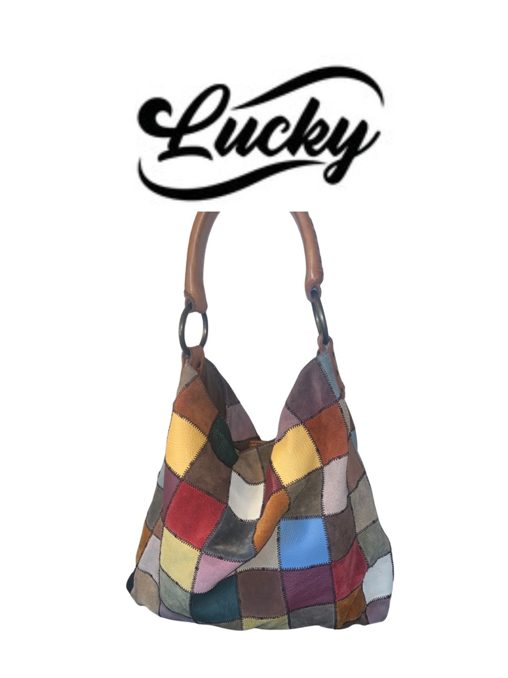 Lucky Brand Leather & Suede Patchwork Hobo Bag